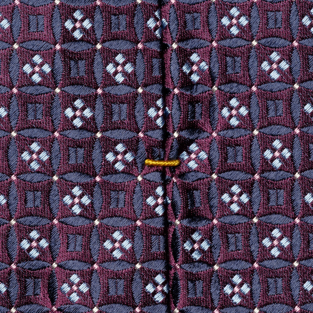 Dark Purple & Burgundy Floral Medallion Woven Silk Tie - ETON