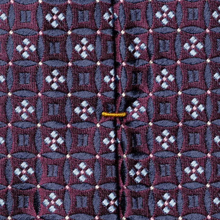 Dark Purple & Burgundy Floral Medallion Woven Silk Tie - ETON