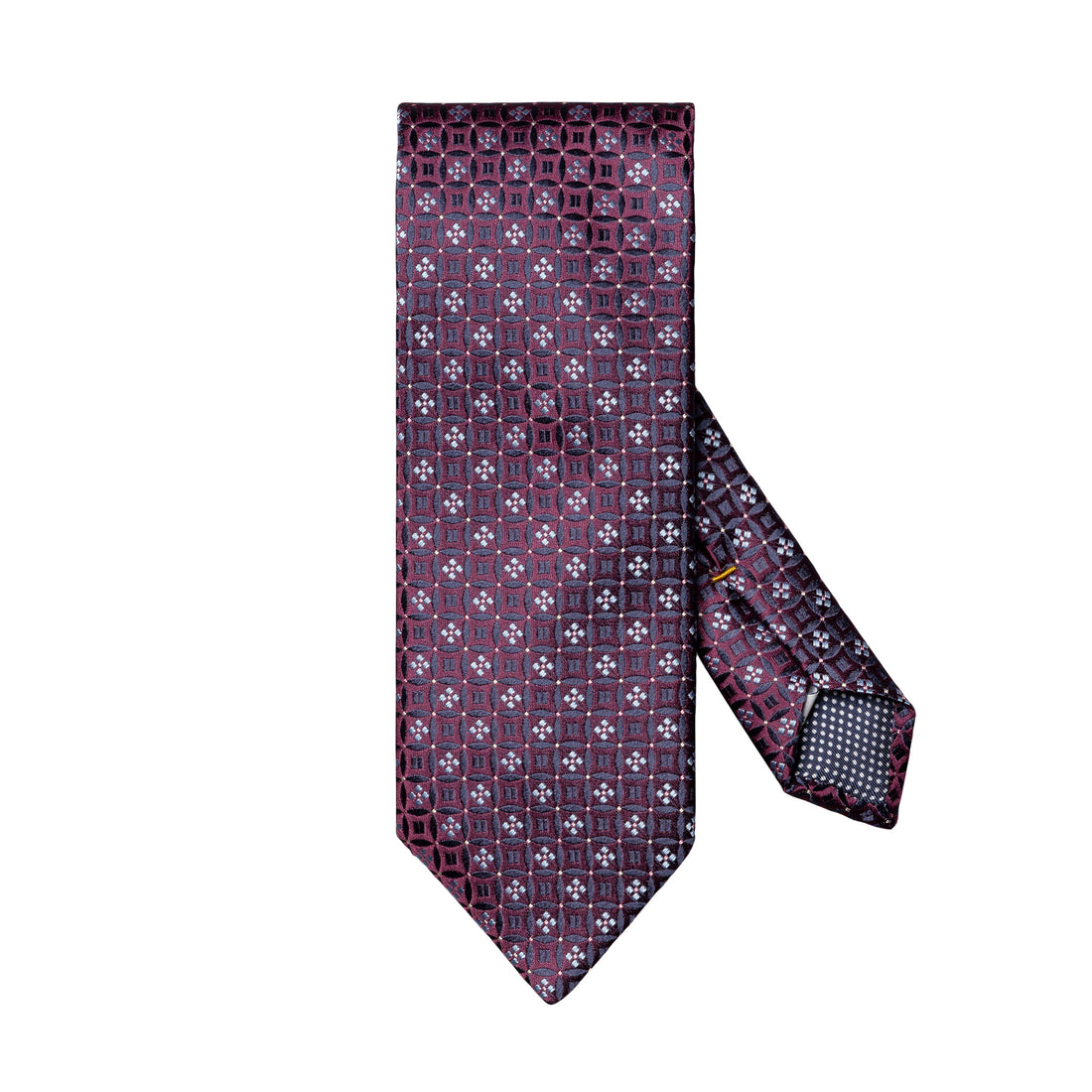 Dark Purple & Burgundy Floral Medallion Woven Silk Tie - ETON
