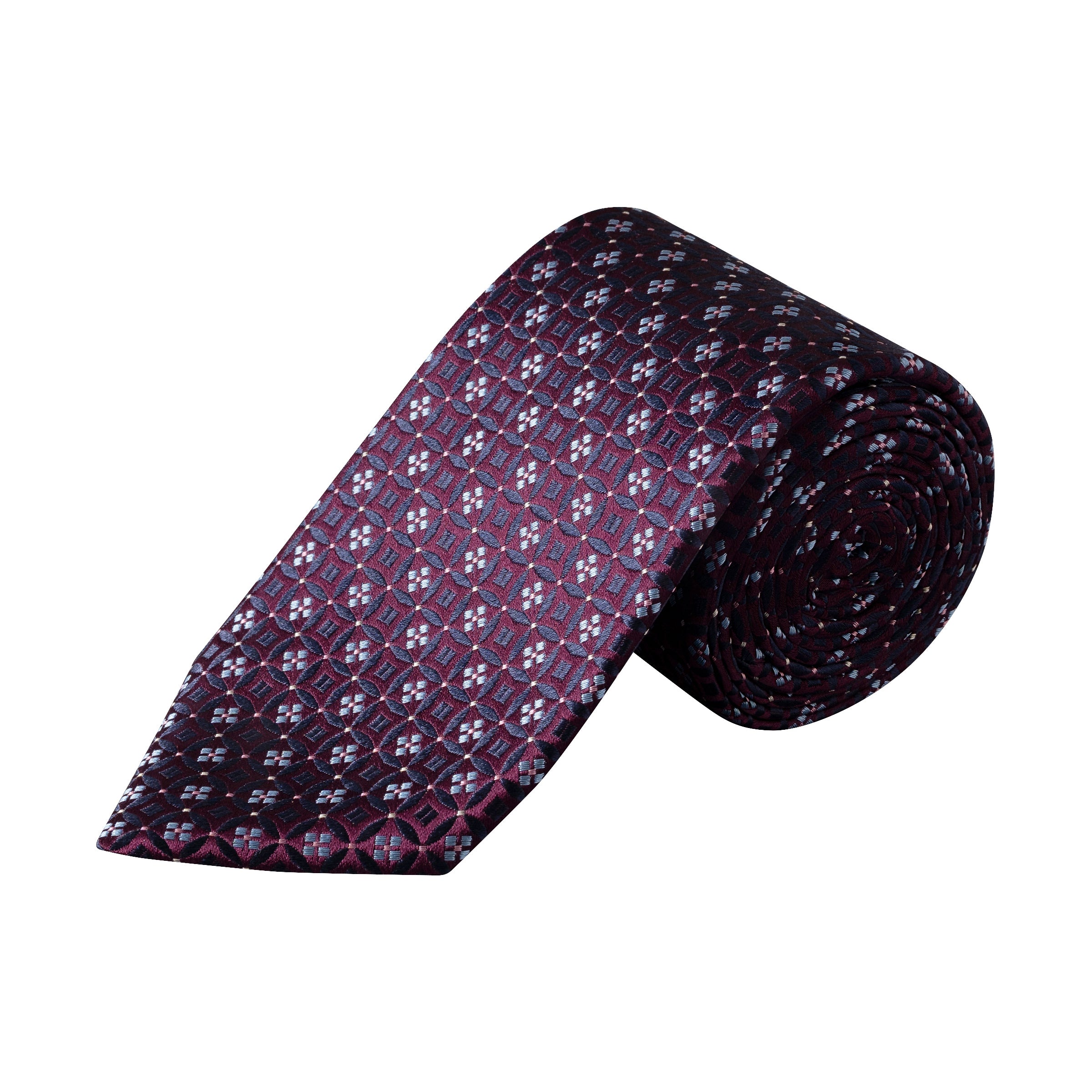 Dark Purple & Burgundy Floral Medallion Woven Silk Tie - ETON