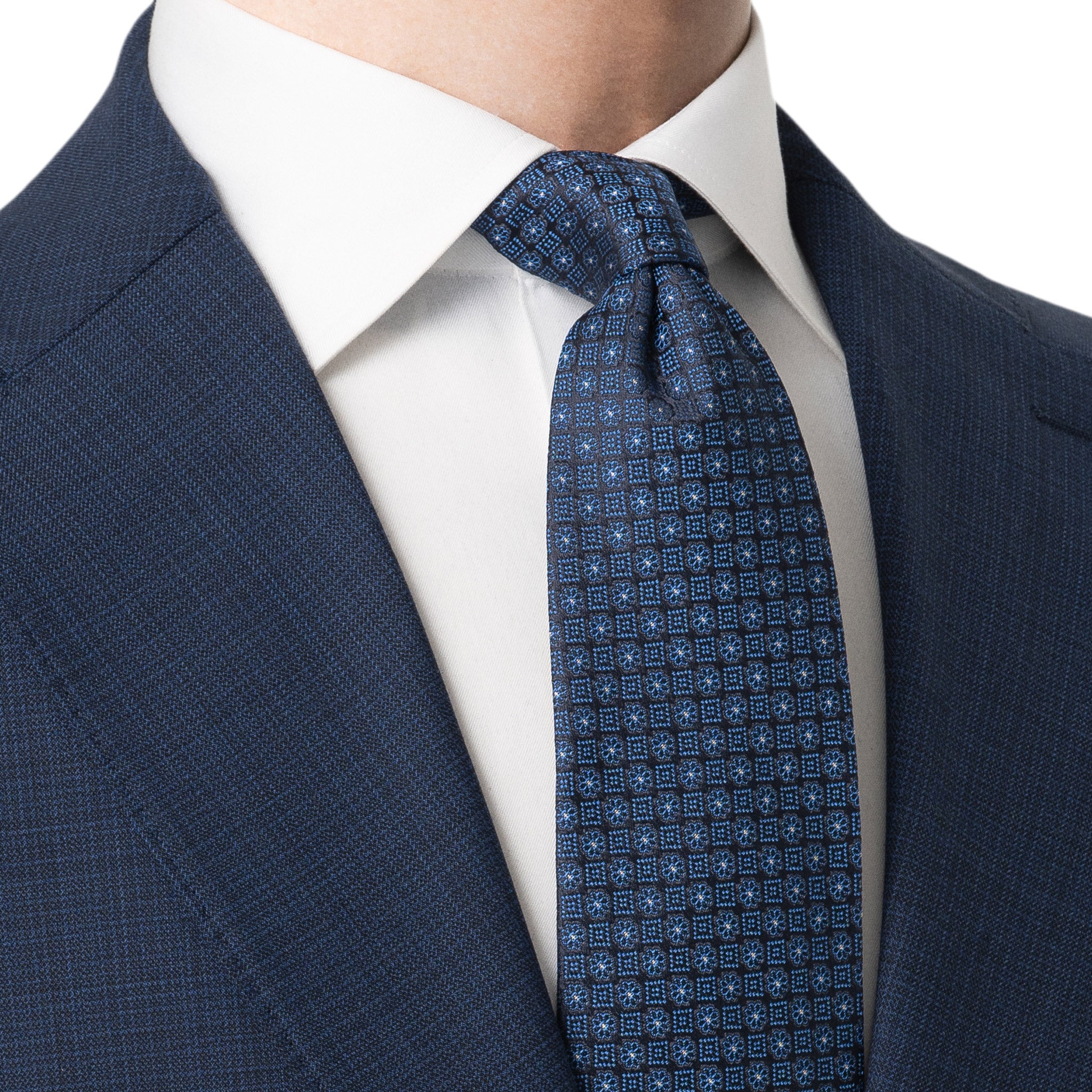 Navy Blue Medallion Woven Silk Tie - ETON
