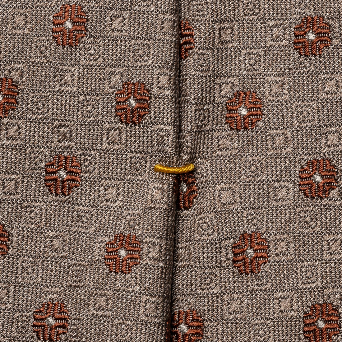 Beige Floral Woven Shantung Silk Tie - ETON