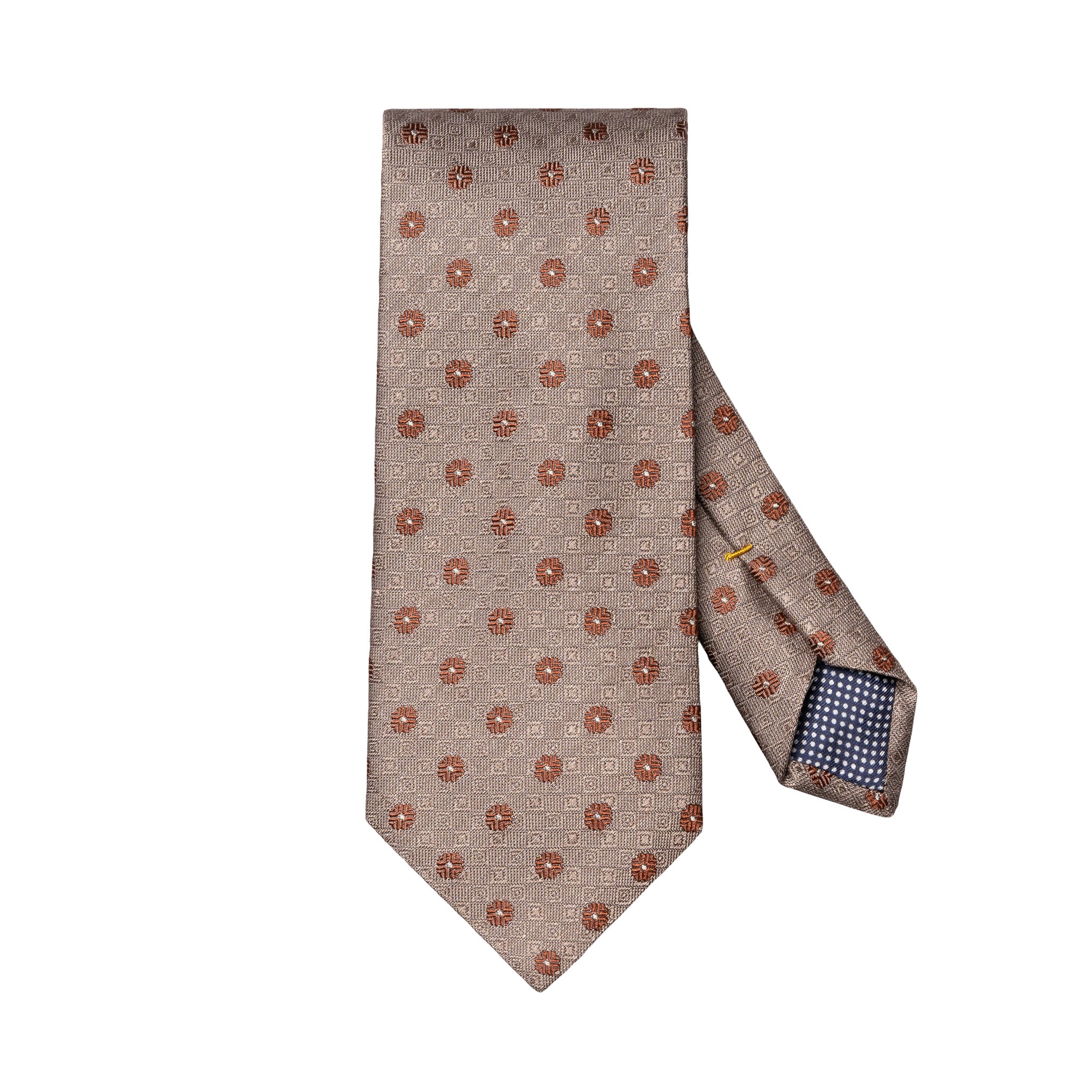 Beige Floral Woven Shantung Silk Tie - ETON