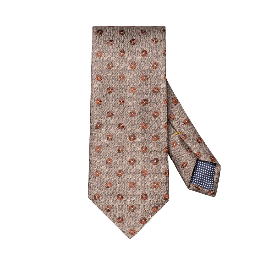 Beige Floral Woven Shantung Silk Tie - ETON