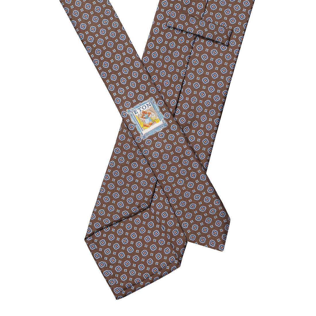 Brown Medallion Printed Silk Tie - ETON