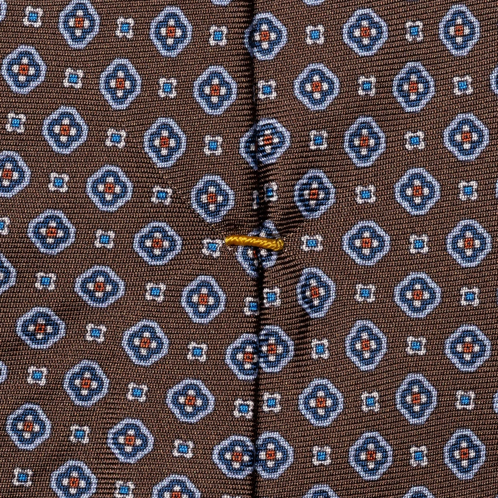 Brown Medallion Printed Silk Tie - ETON