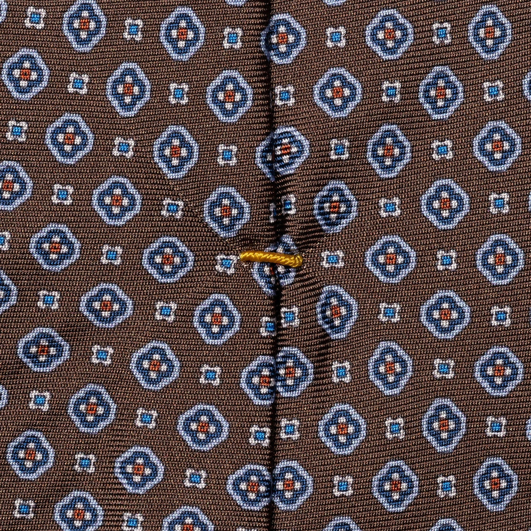 Brown Medallion Printed Silk Tie - ETON