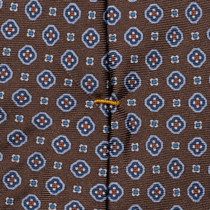 Brown Medallion Printed Silk Tie - ETON