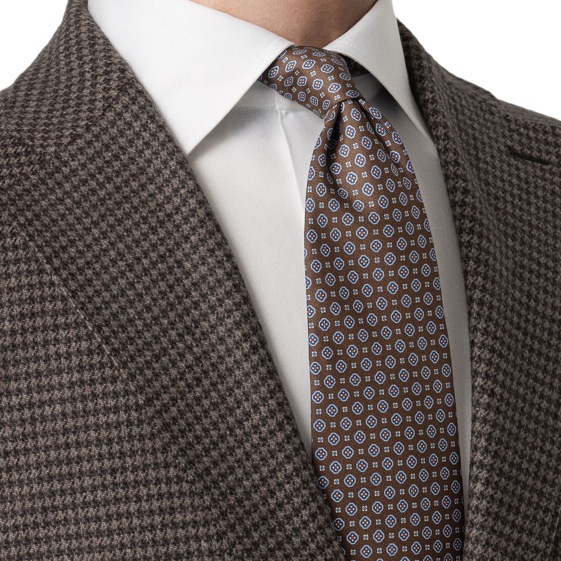 Brown Medallion Printed Silk Tie - ETON