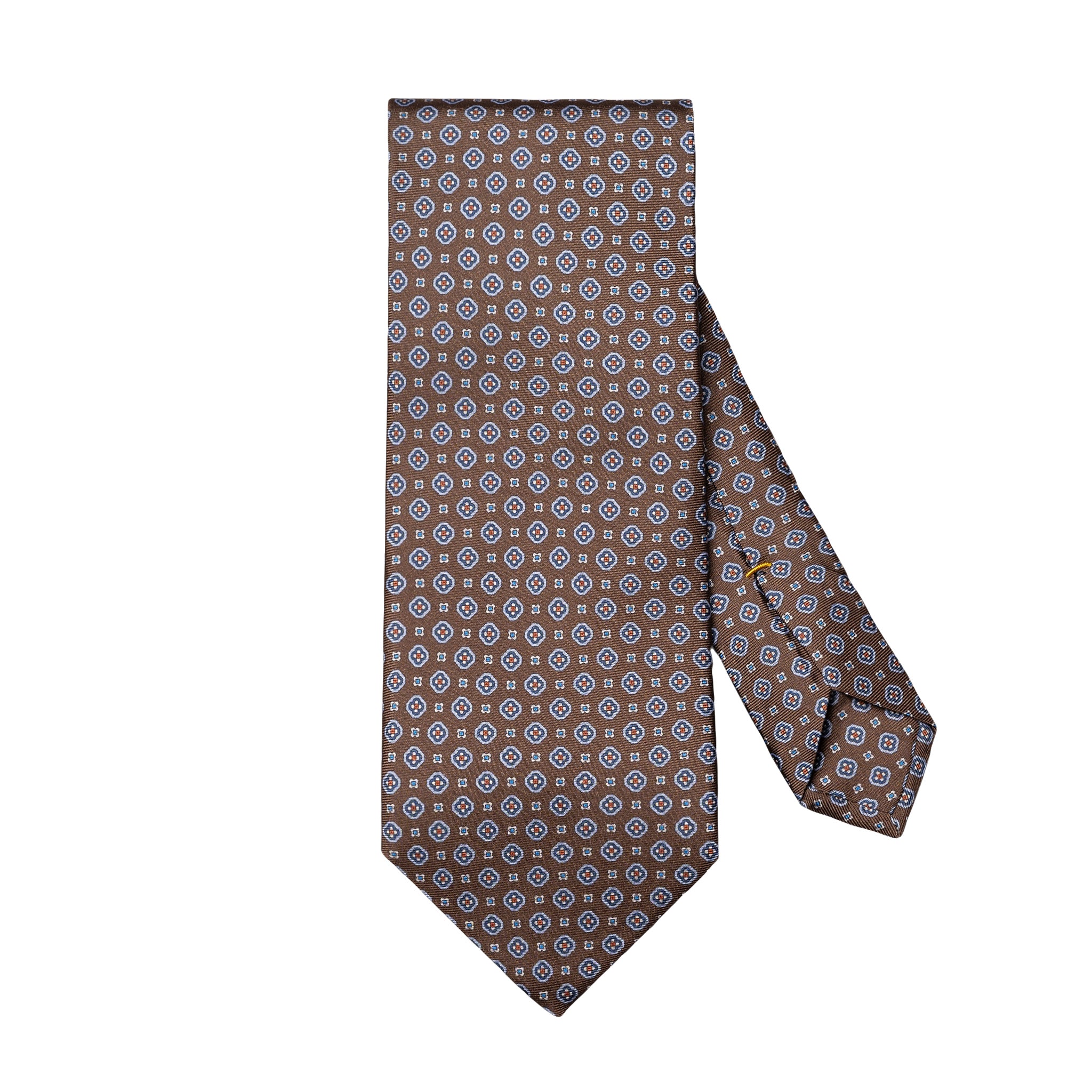 Brown Medallion Printed Silk Tie - ETON