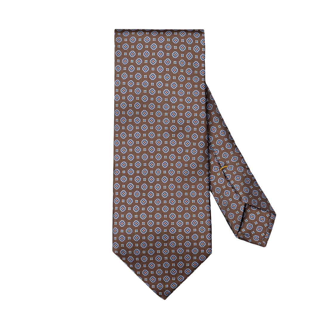Brown Medallion Printed Silk Tie - ETON