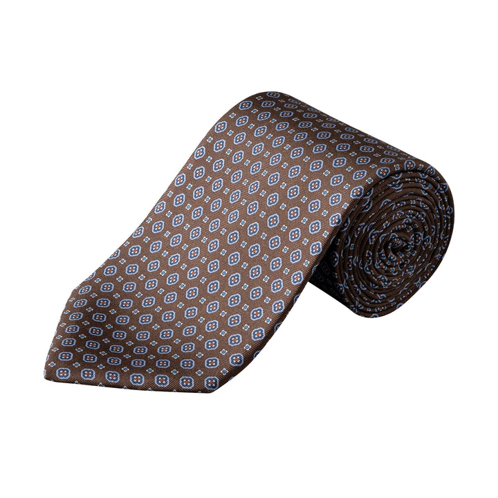Brown Medallion Printed Silk Tie - ETON