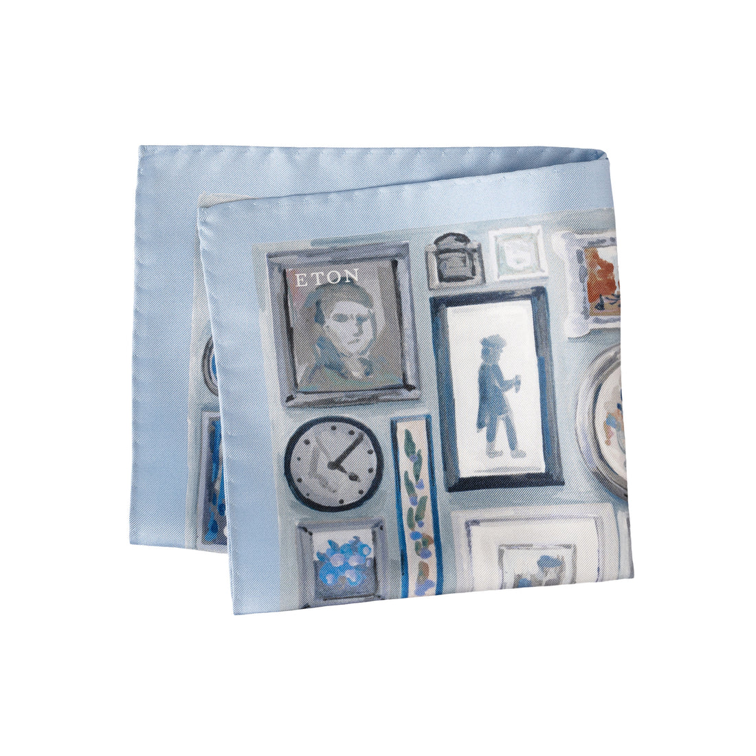 Light Blue Portrait Silk Twill Pocket Square - ETON