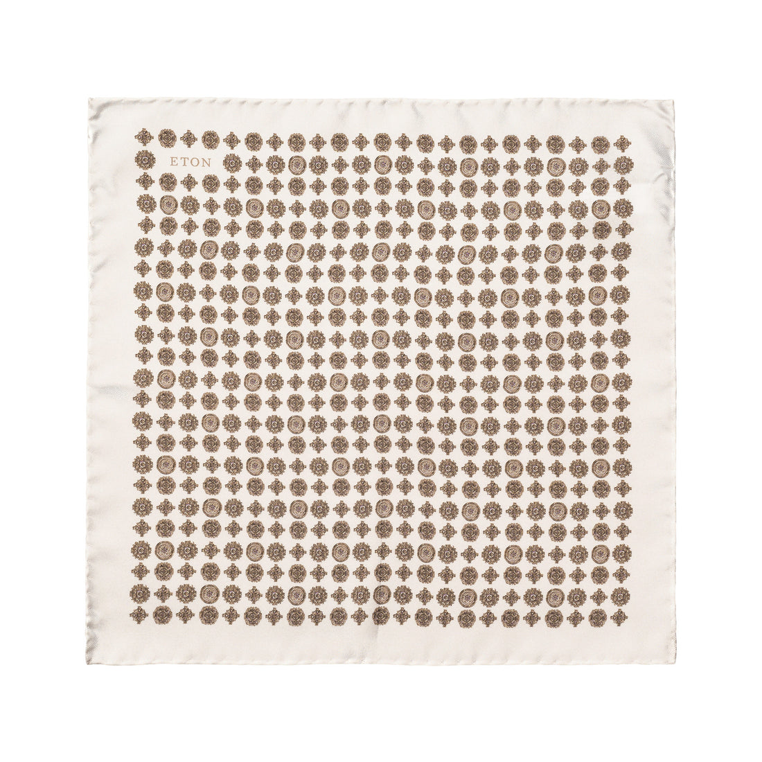 Off-White Medallion Silk Twill Pocket Square - ETON