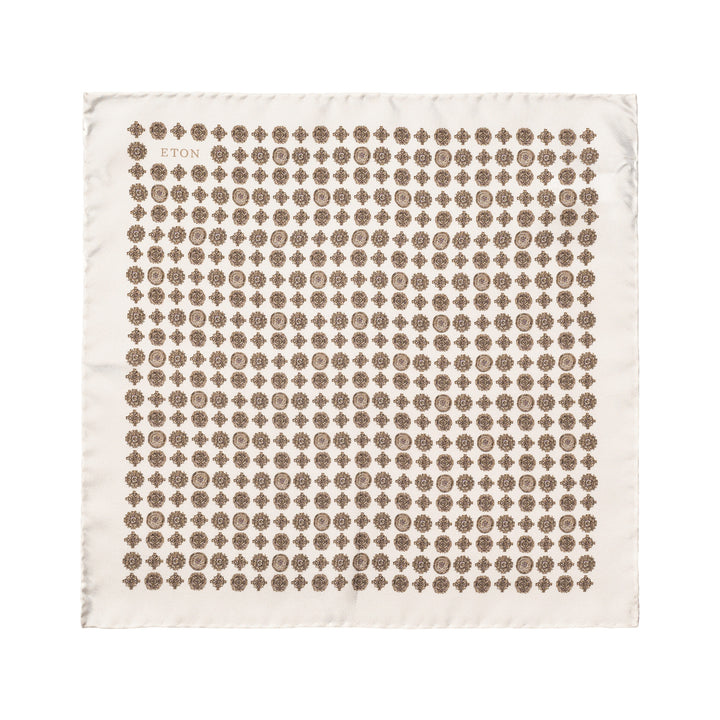 Off-White Medallion Silk Twill Pocket Square - ETON