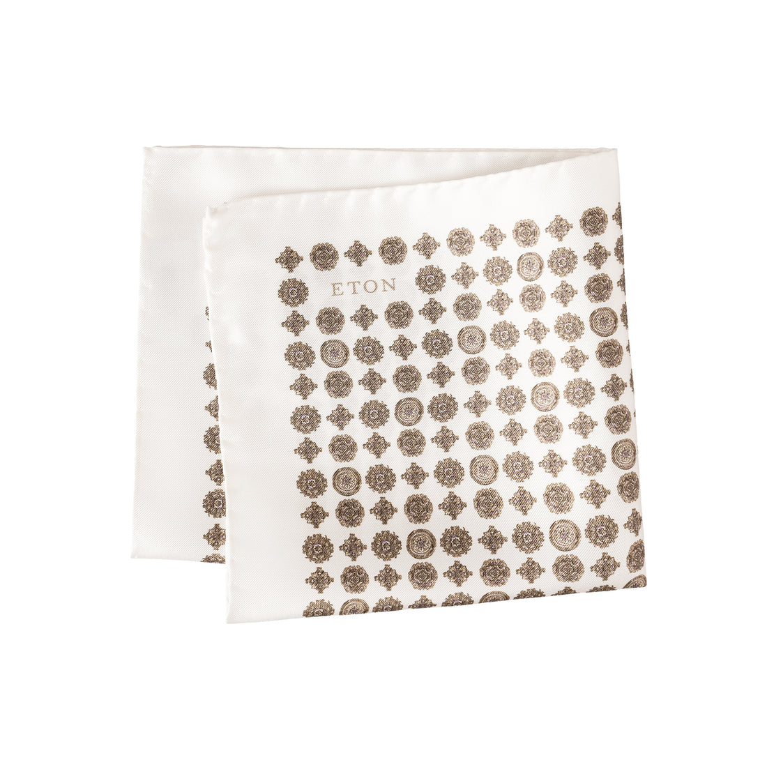 Off-White Medallion Silk Twill Pocket Square - ETON