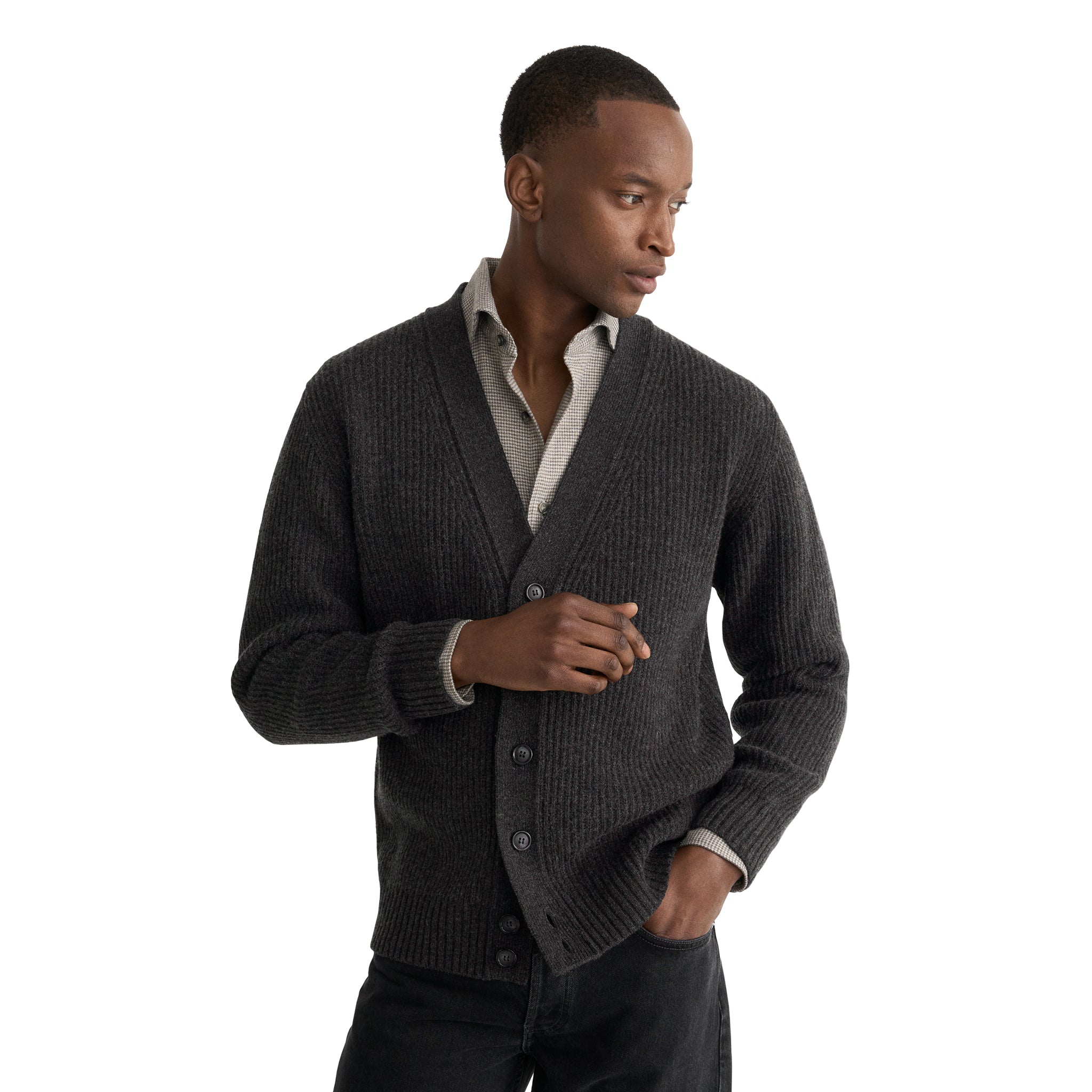Brown Houndstooth Cotton Flannel Casual Fit Shirt - ETON