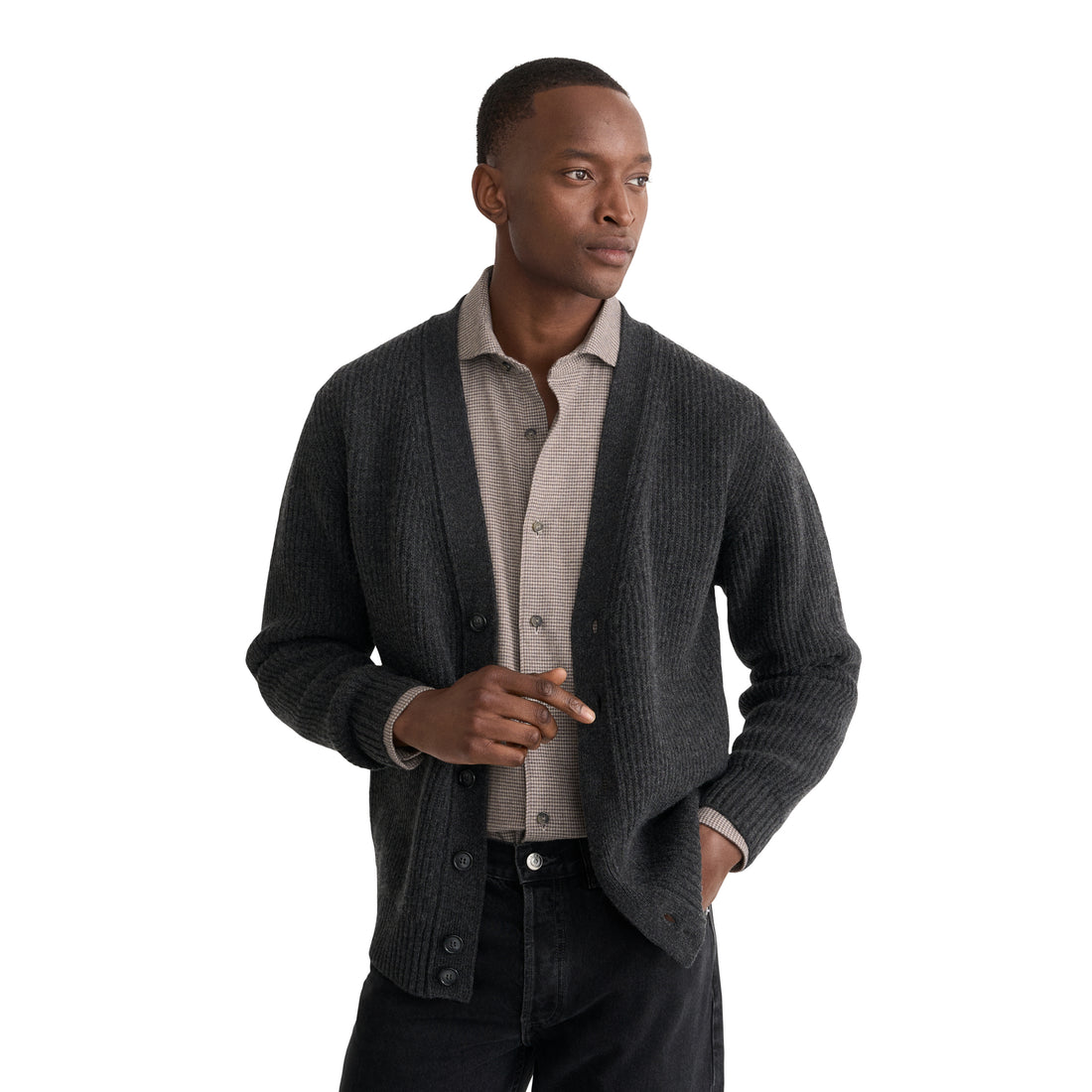 Brown Houndstooth Cotton Flannel Casual Fit Shirt - ETON