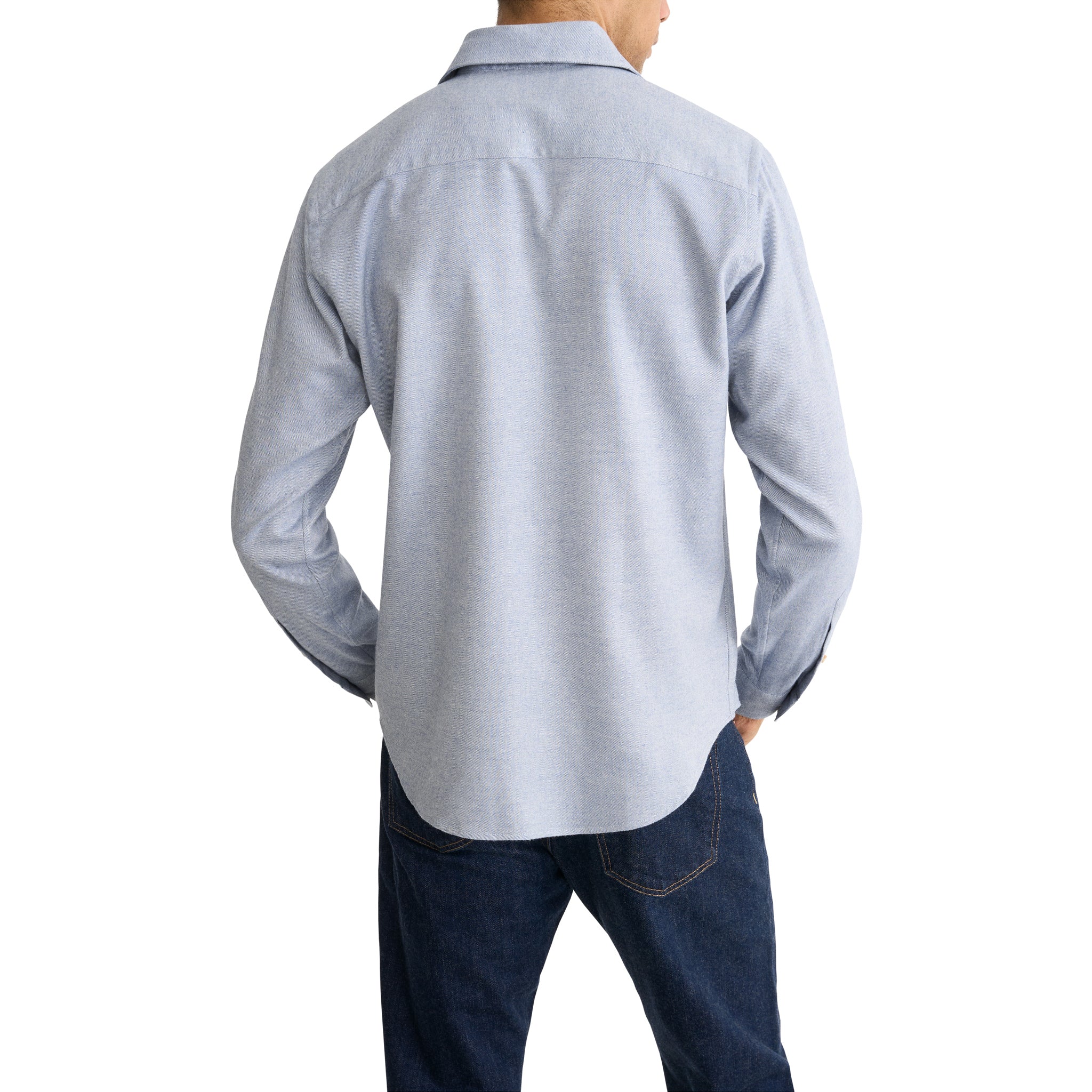 Light Blue Solid Cotton Flannel Casual Fit Shirt - ETON