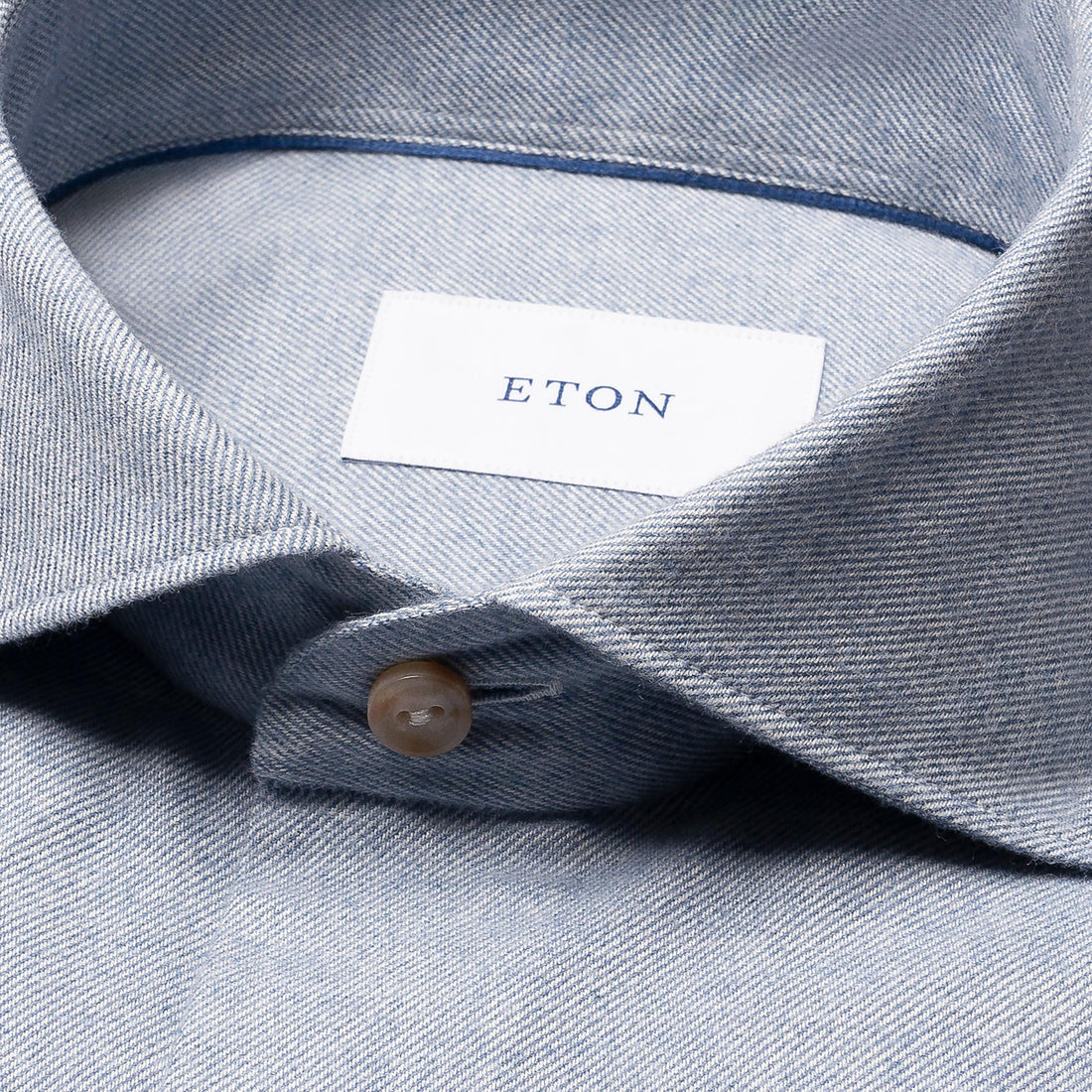 Light Blue Solid Cotton Flannel Casual Fit Shirt - ETON