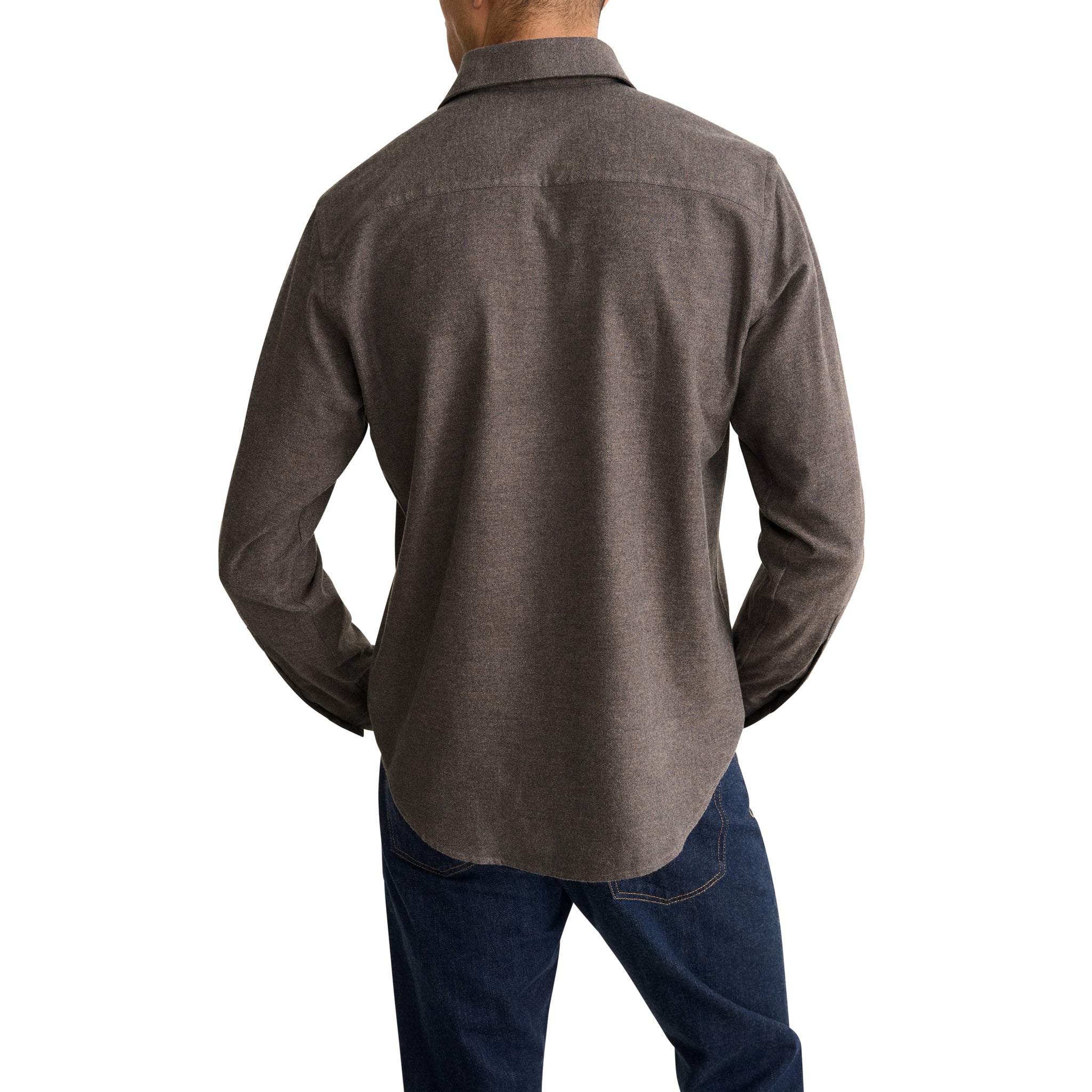 Dark Brown Solid Cotton Flannel Casual Fit Shirt - ETON