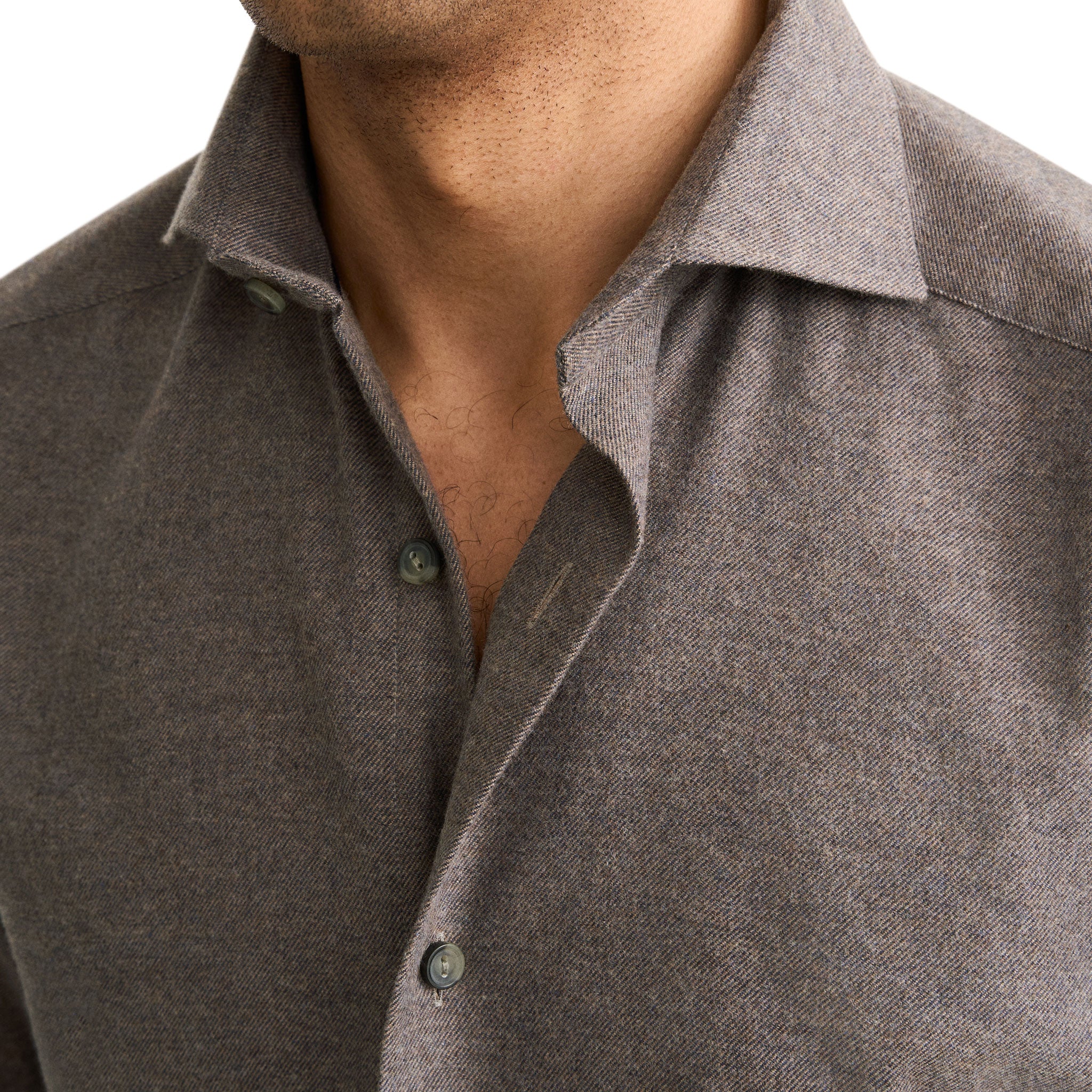 Dark Brown Solid Cotton Flannel Casual Fit Shirt - ETON