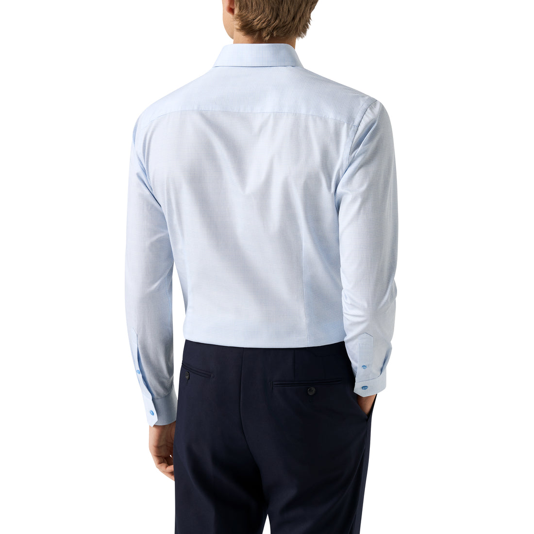Light Blue Prince of Wales Check Signature Twill Contemporary Fit Shirt - ETON - Boutique Jacques International