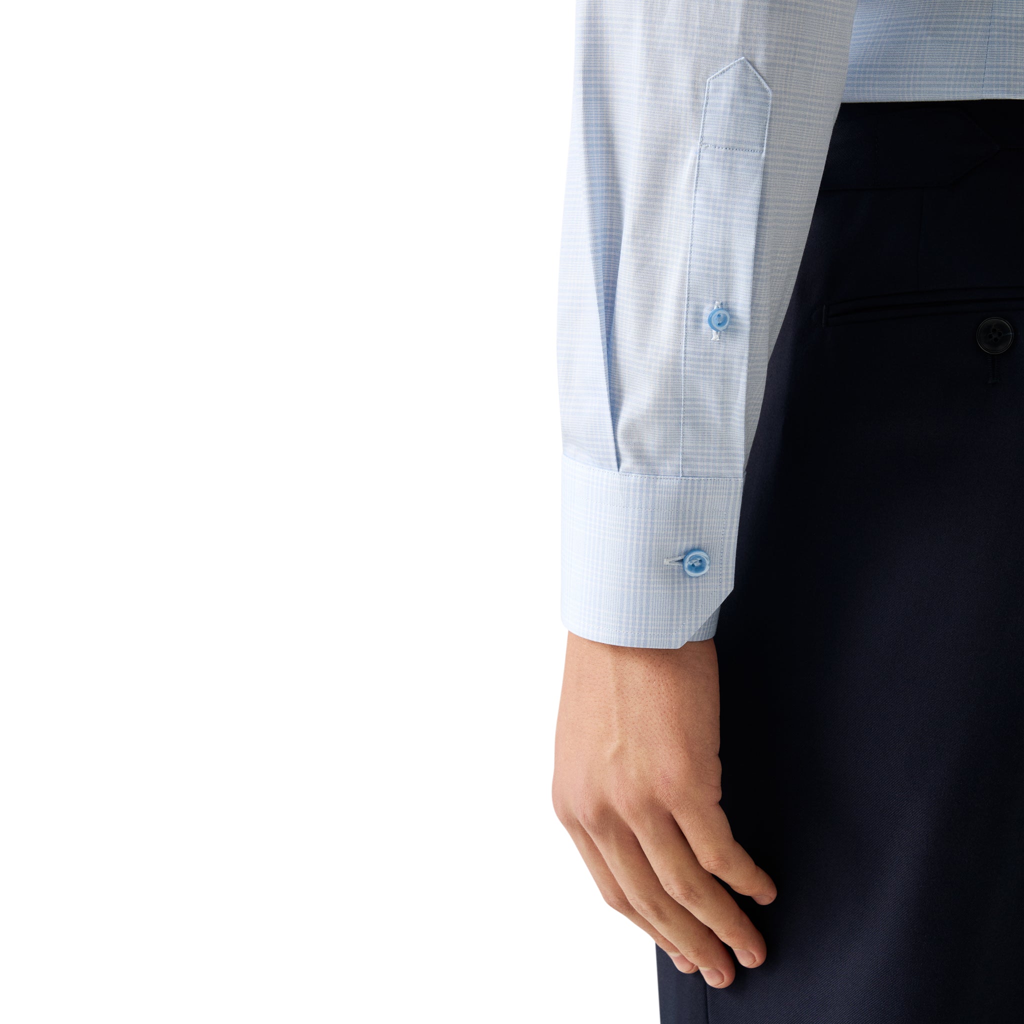 Light Blue Prince of Wales Check Signature Twill Contemporary Fit Shirt - ETON - Boutique Jacques International