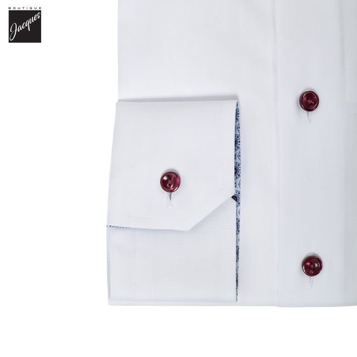 White Geometric Effect Signature Twill Contemporary Fit Shirt - ETON - Boutique Jacques International
