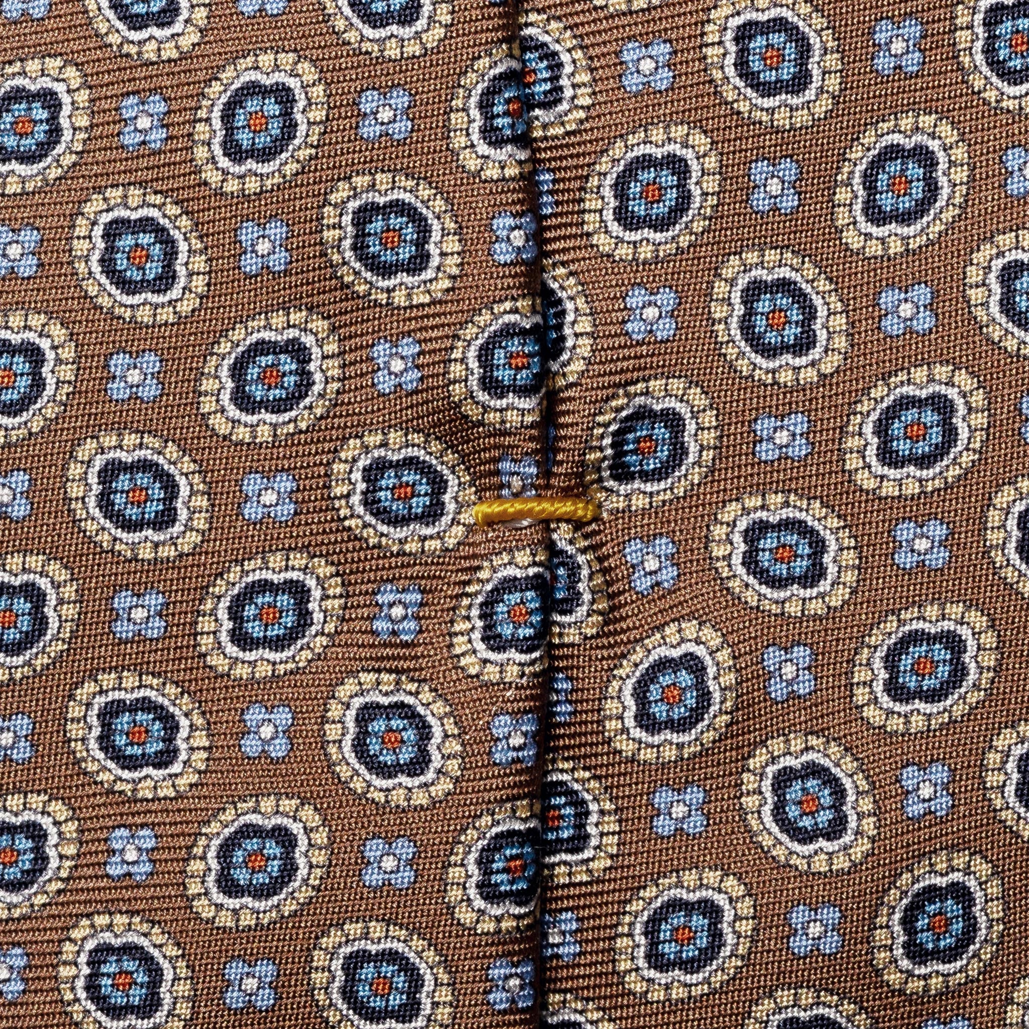 Cravate en twill de soie imprimé à motif médaillon brun - ETON