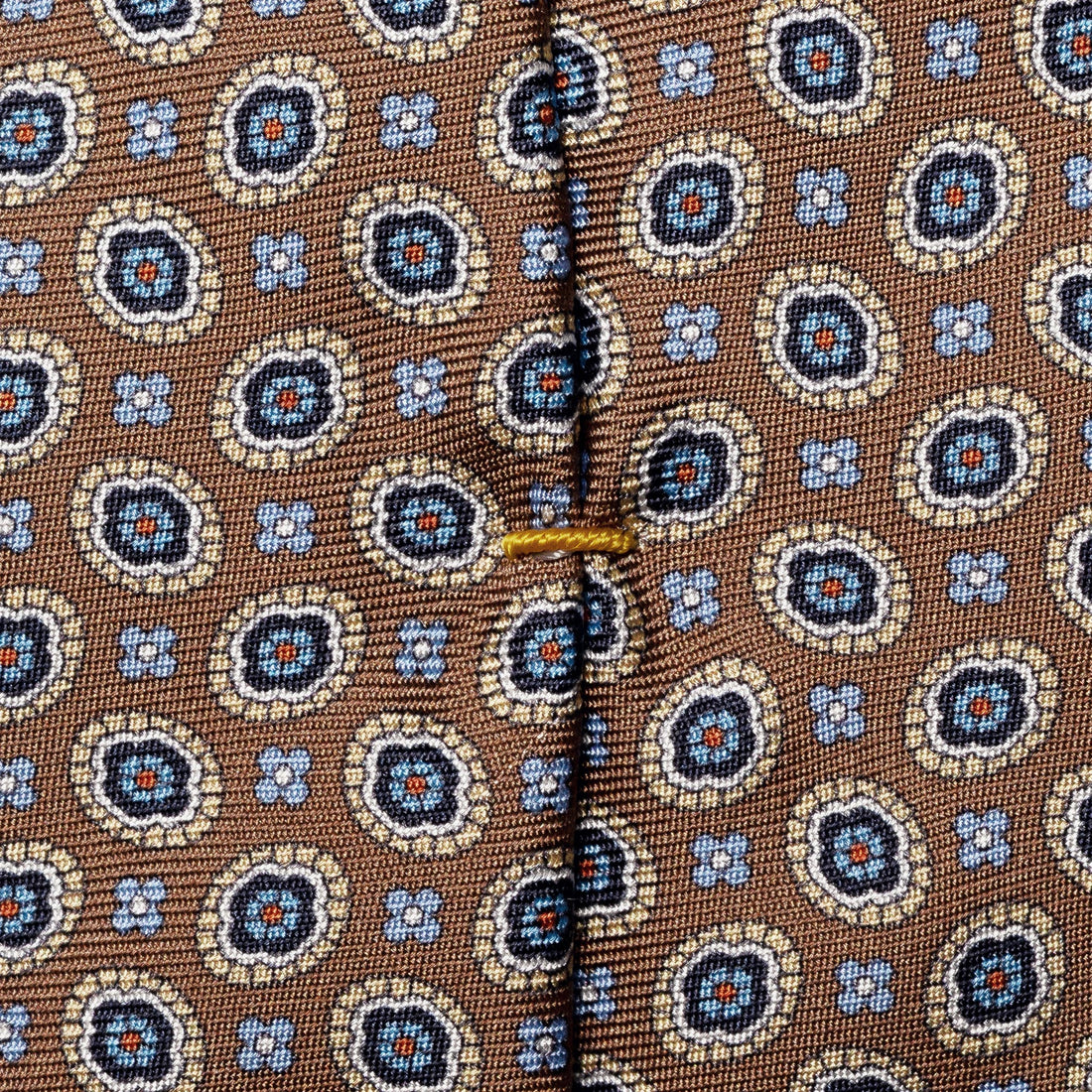 Cravate en twill de soie imprimé à motif médaillon brun - ETON
