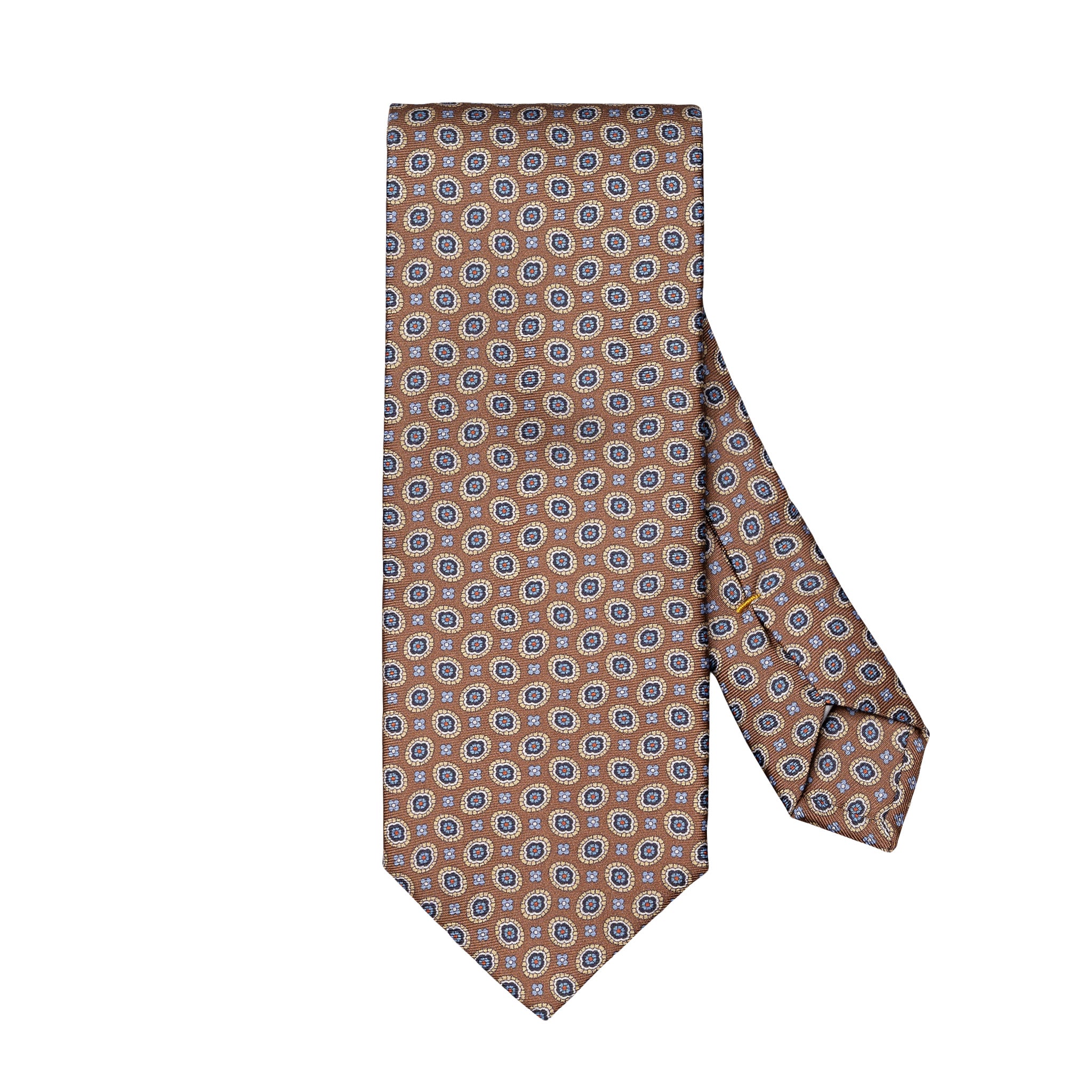 Cravate en twill de soie imprimé à motif médaillon brun - ETON