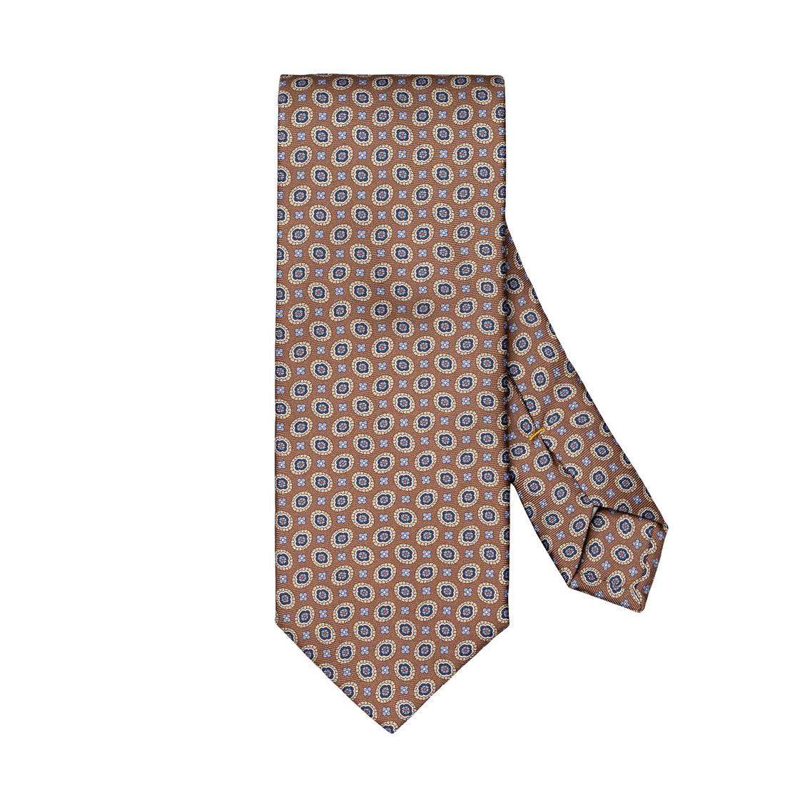 Cravate en twill de soie imprimé à motif médaillon brun - ETON