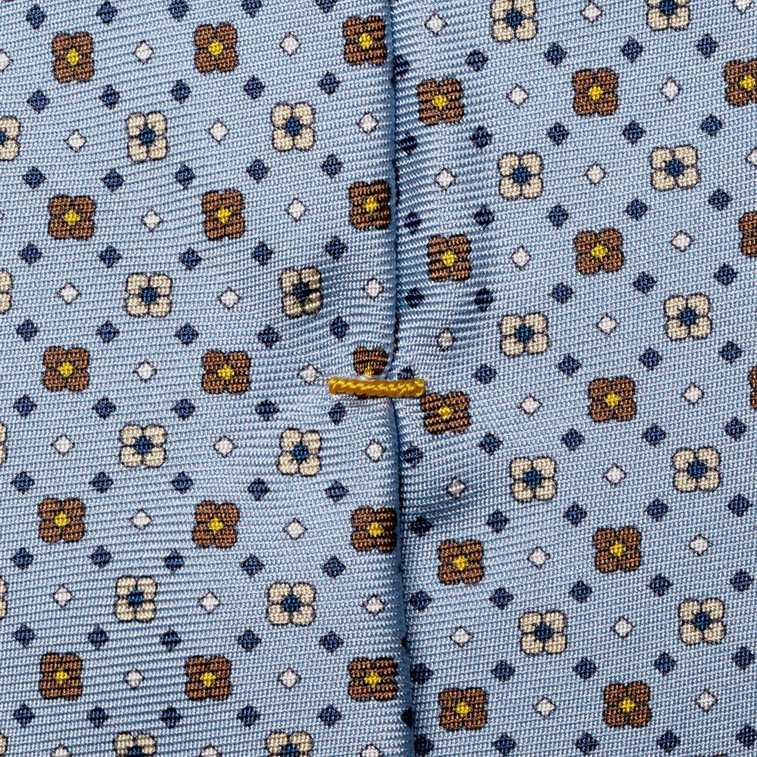 Light Blue Micro Floral Printed Silk Twill Tie - ETON