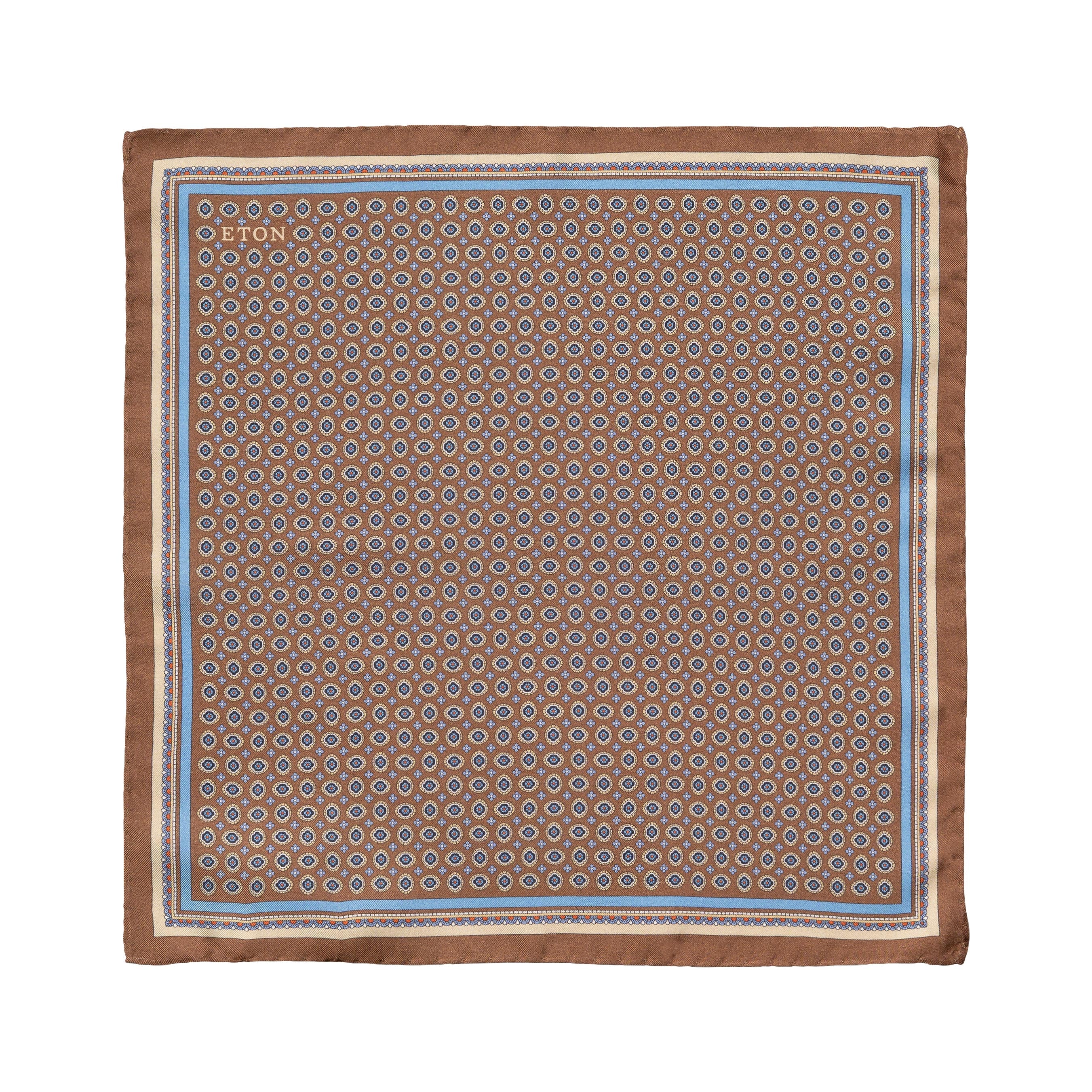 Brown Medallion Silk Twill Pocket Square - ETON