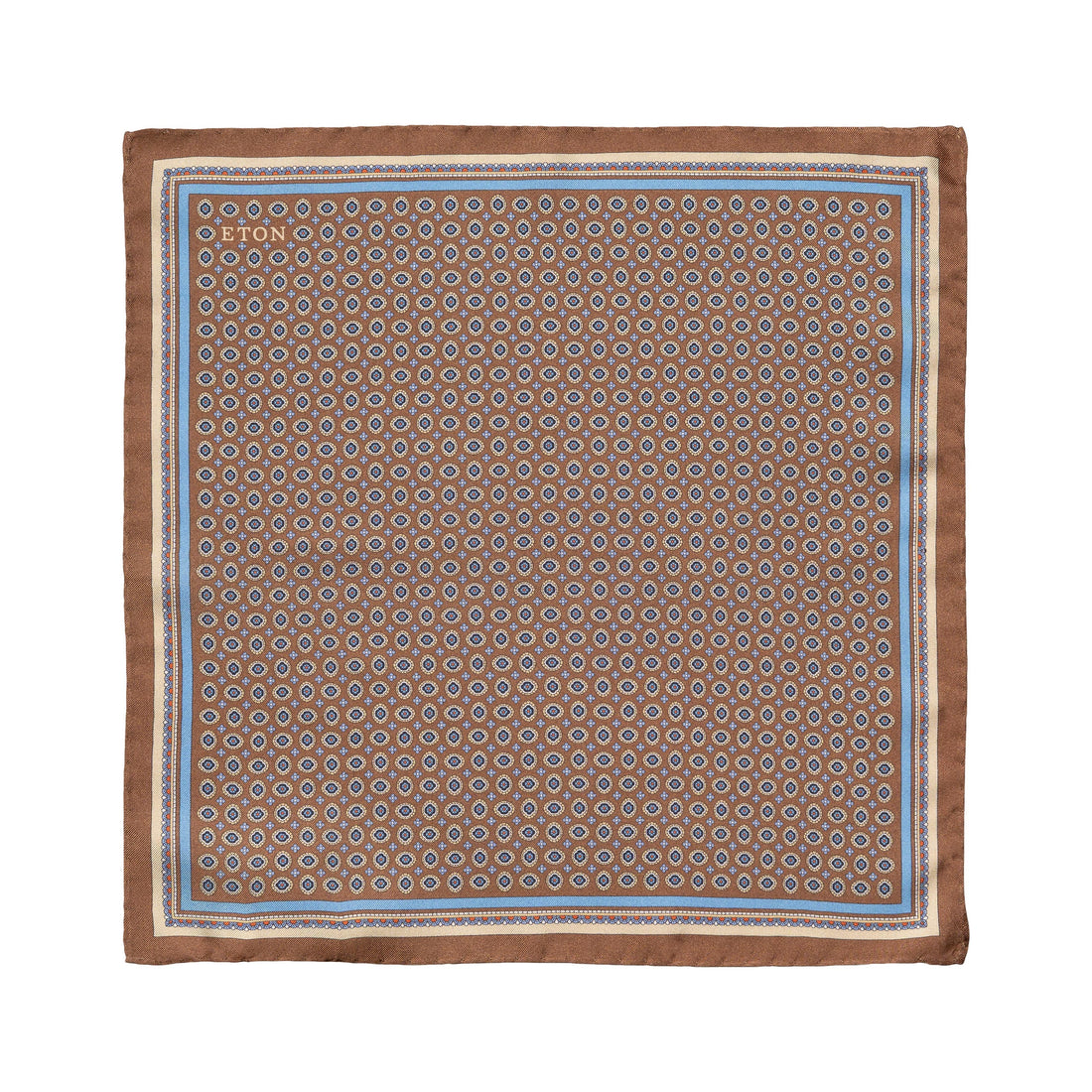 Brown Medallion Silk Twill Pocket Square - ETON