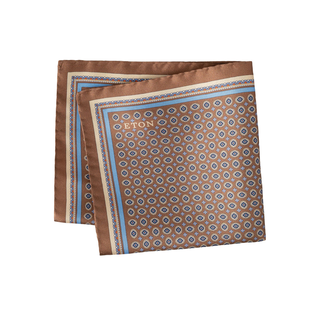 Brown Medallion Silk Twill Pocket Square - ETON