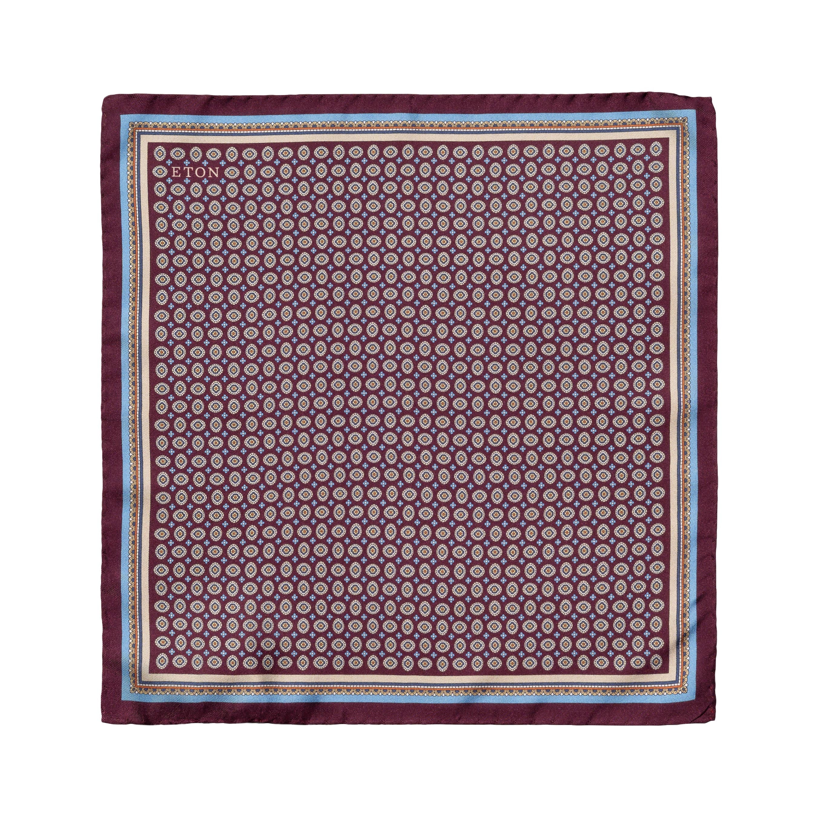 Burgundy Medallion Silk Twill Pocket Square - ETON