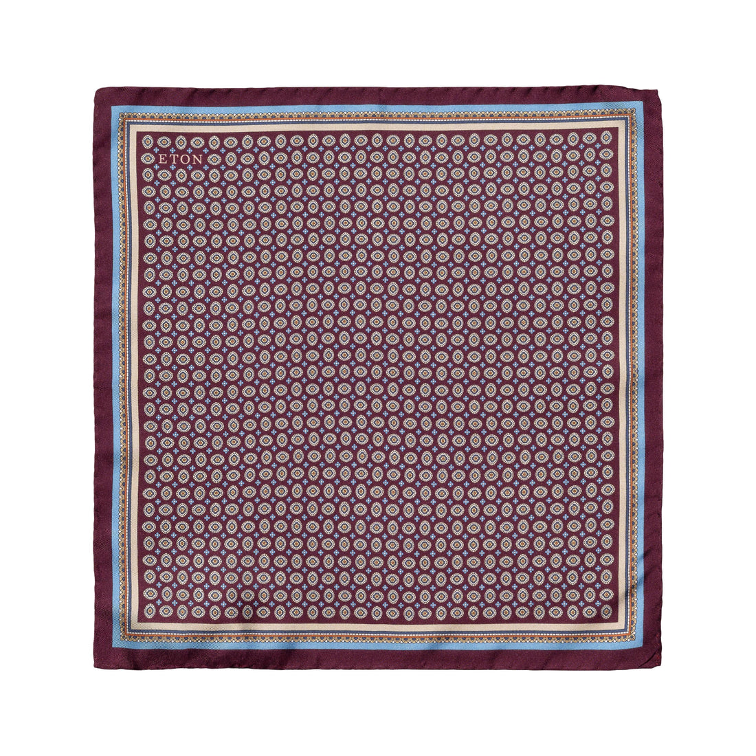 Burgundy Medallion Silk Twill Pocket Square - ETON