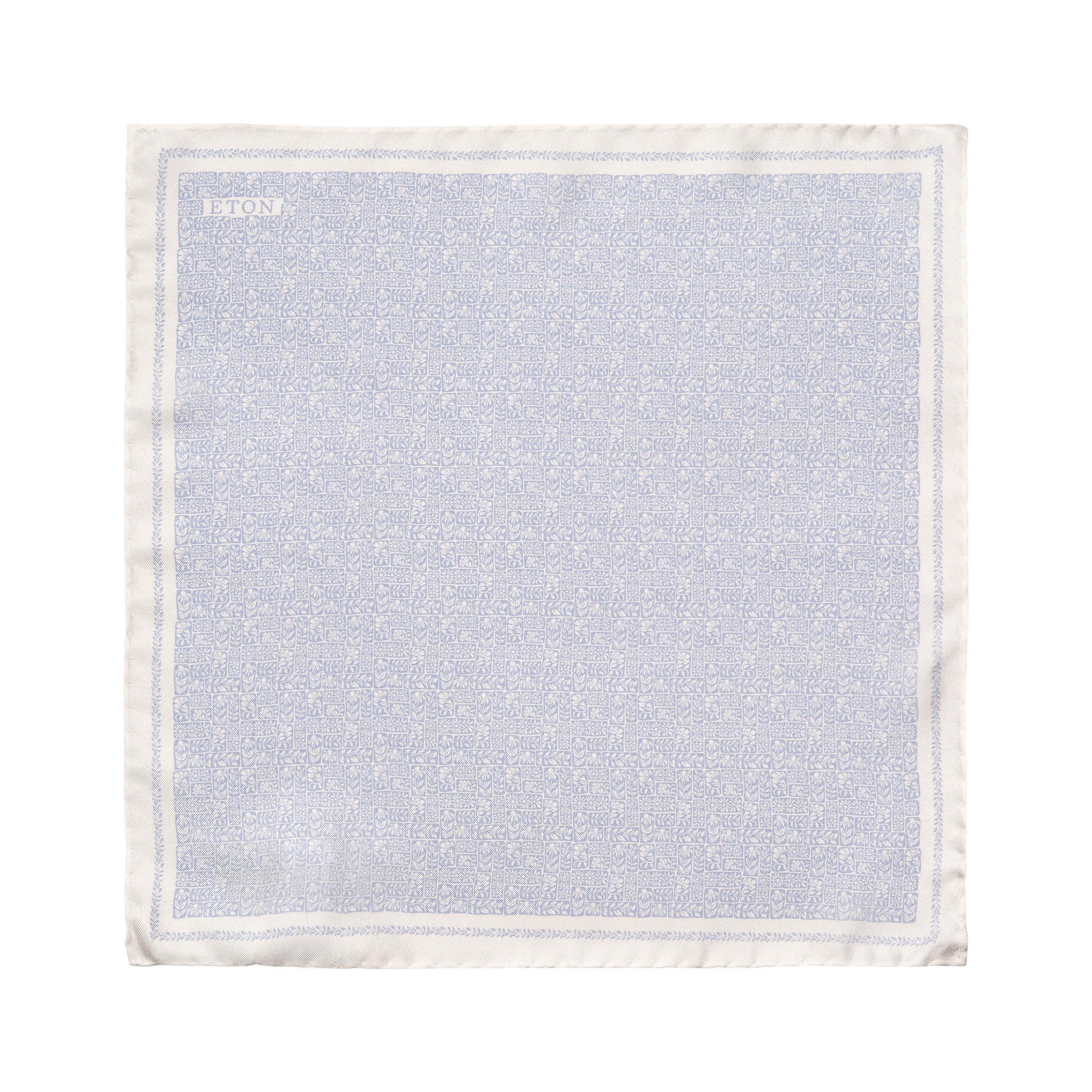 Pochette en twill de soie imprimé géométrique bleu clair - ETON