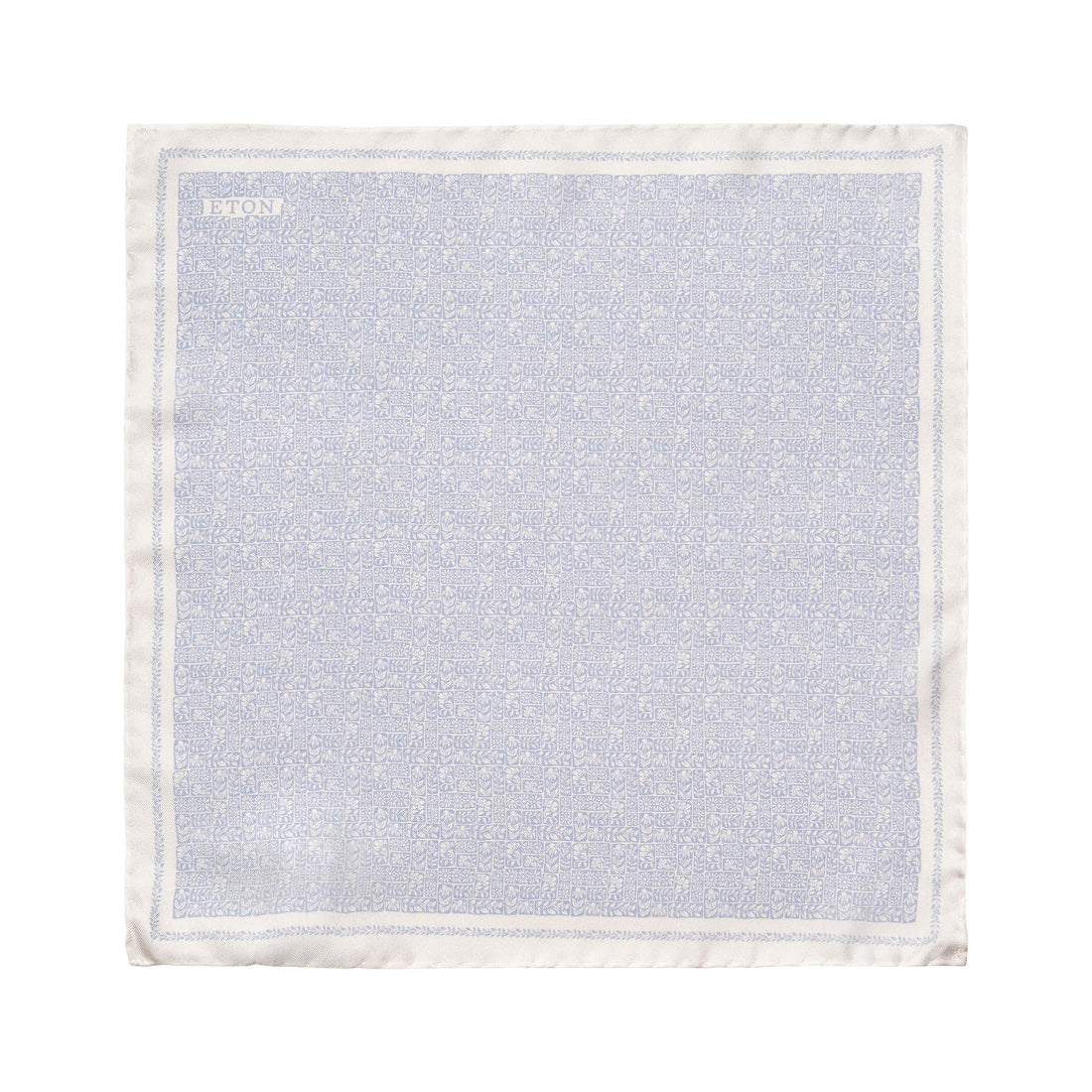 Pochette en twill de soie imprimé géométrique bleu clair - ETON
