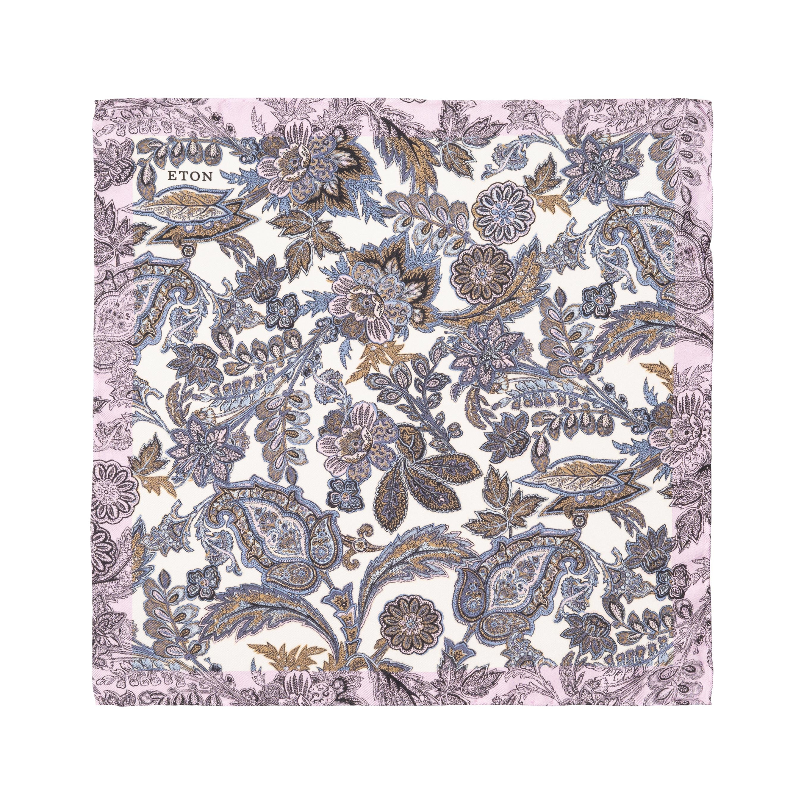 Pink Floral Paisley Printed Silk Twill Pocket Square - ETON
