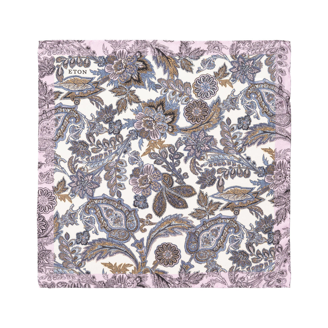 Pink Floral Paisley Printed Silk Twill Pocket Square - ETON