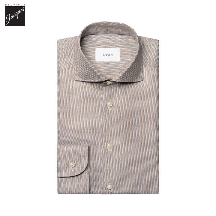 Brown Semi-Solid Dobby Slim Fit Dress Shirt - ETON