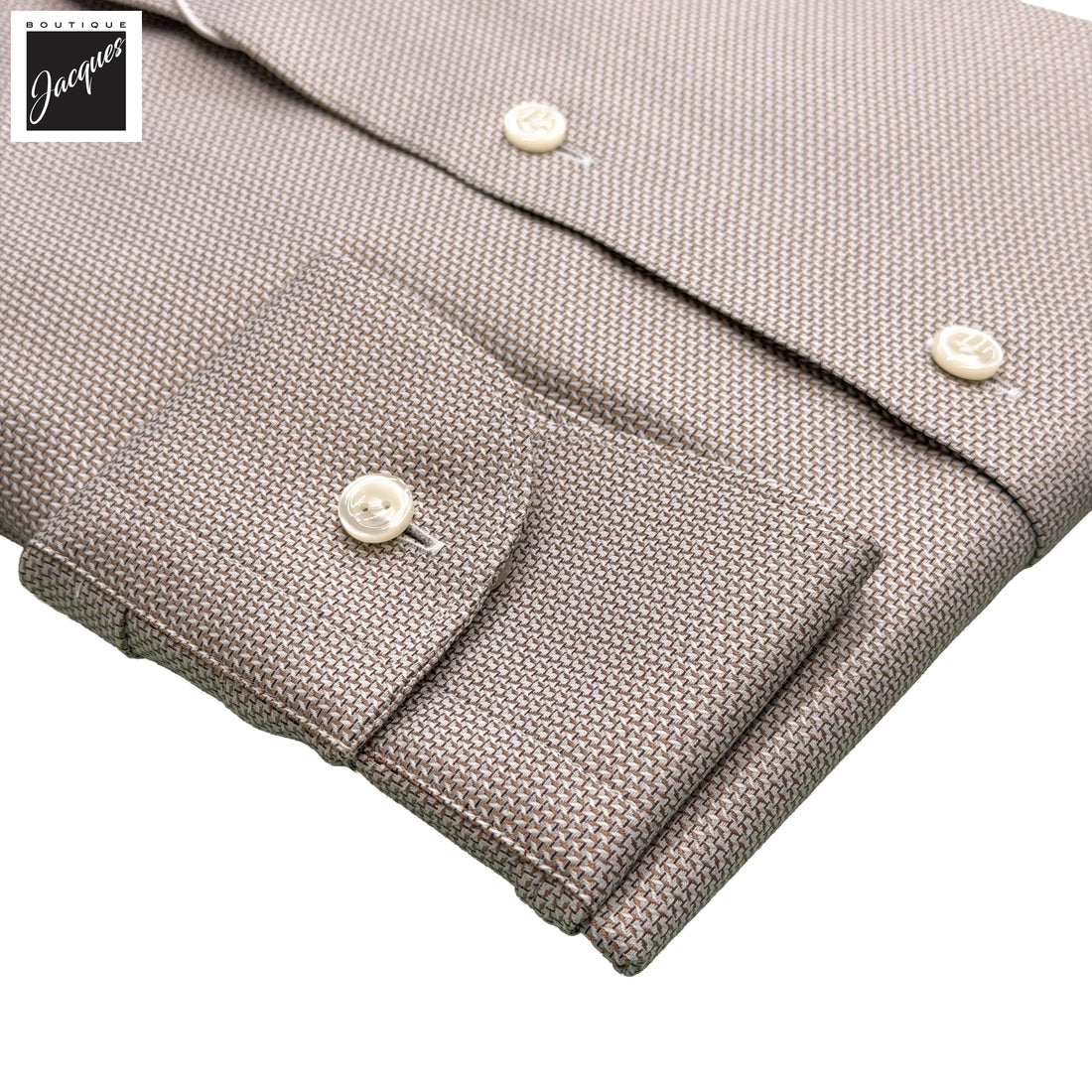 Brown semi-solid dobby cotton slim fit dress shirt by ETON, spread collar