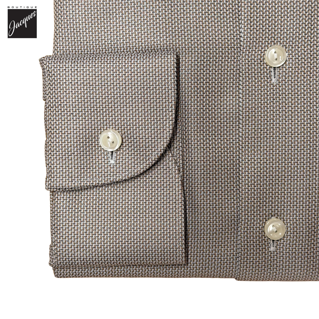 Brown Semi-Solid Dobby Slim Fit Dress Shirt - ETON
