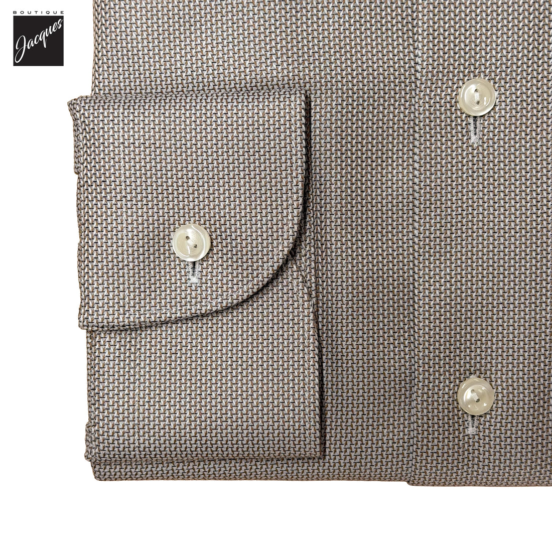 Brown semi-solid dobby cotton slim fit dress shirt by ETON, spread collar