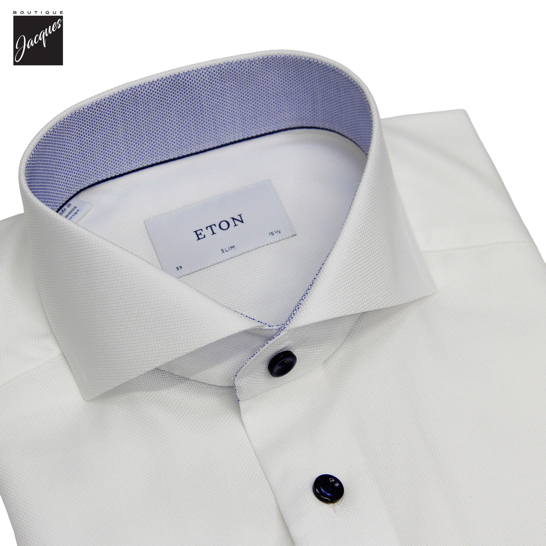 White Solid Royal Oxford Effect Slim Fit Dress Shirt - ETON