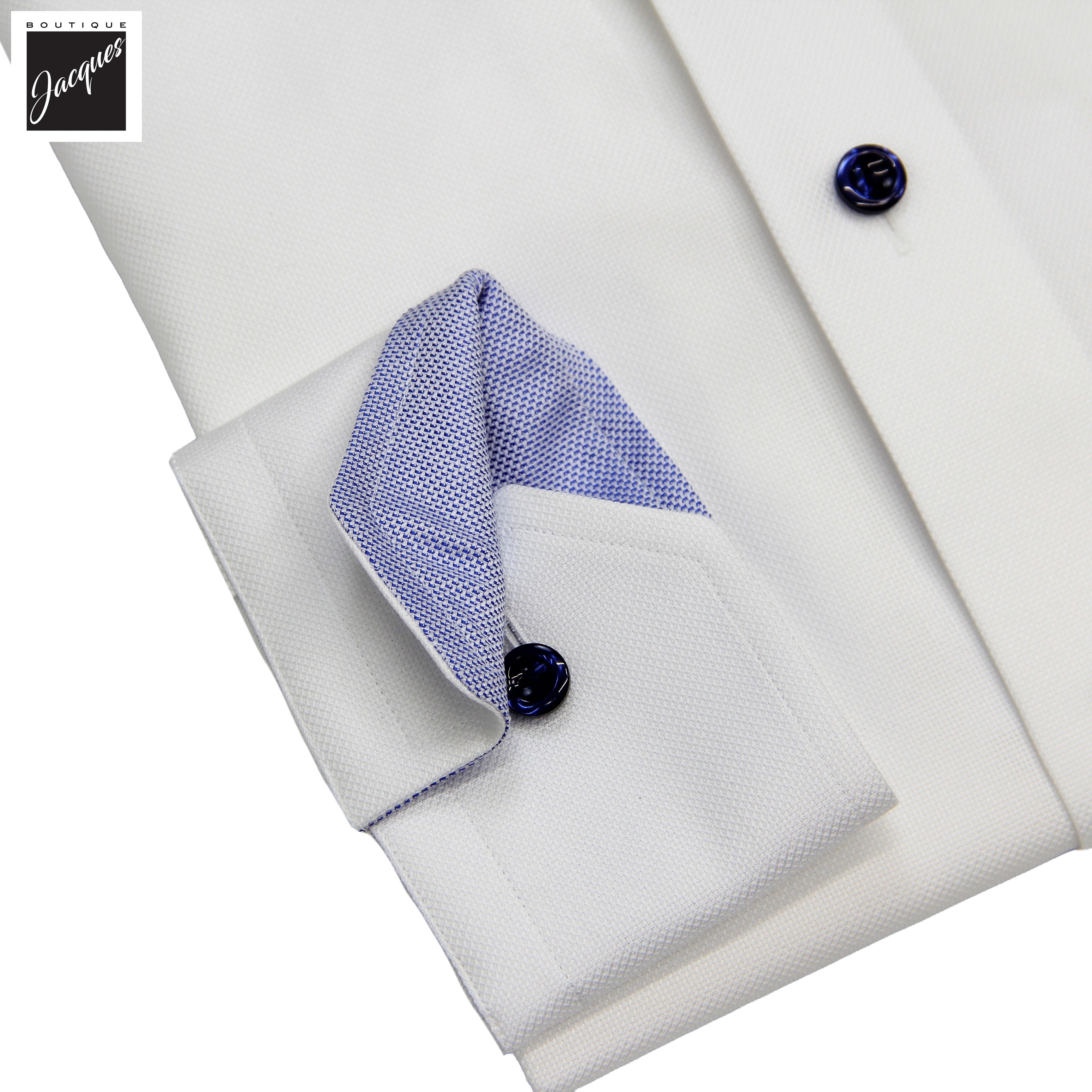 White Solid Royal Oxford Effect Slim Fit Dress Shirt - ETON
