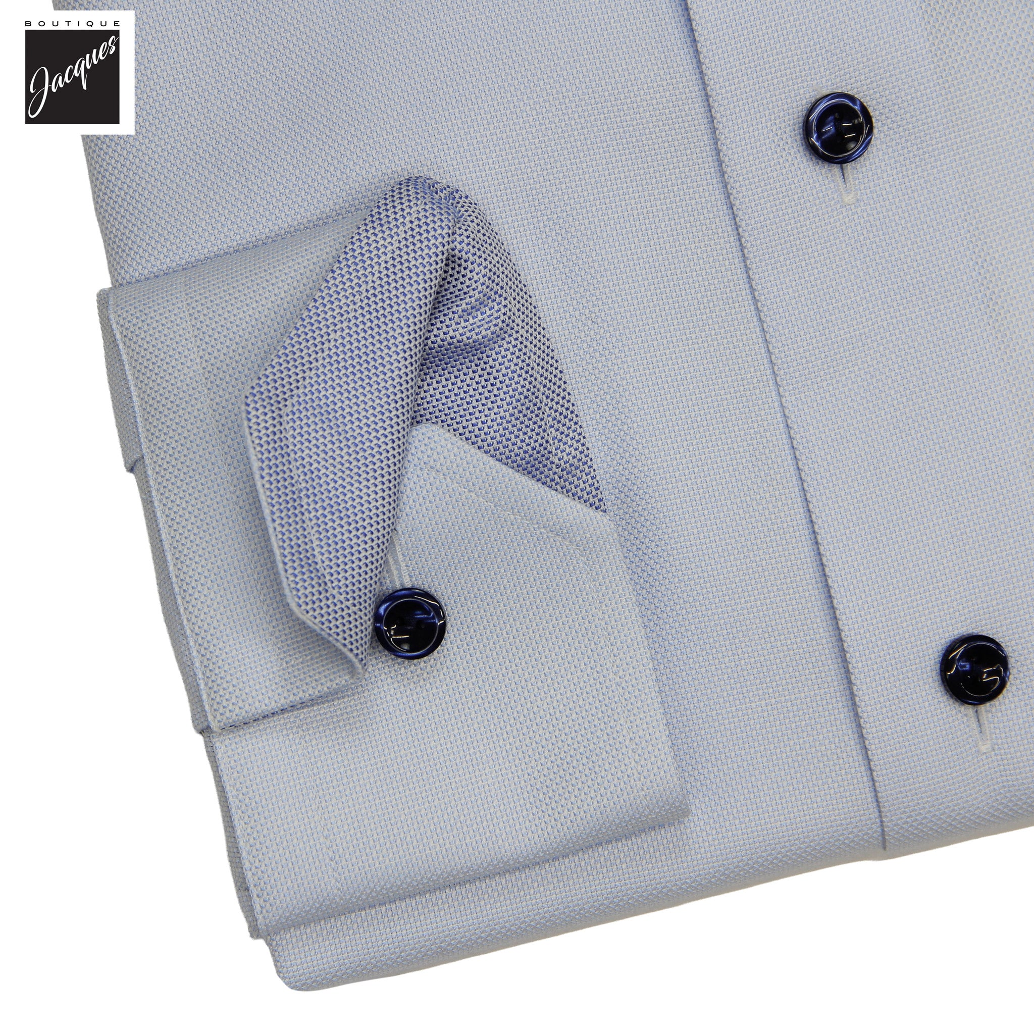 Light Blue Solid Royal Oxford Effect Slim Fit Dress Shirt - ETON